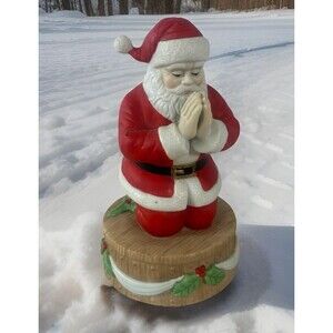 Praying Santa Claus Ceramic Vintage Malaysia Music Box Glory To Newborn King